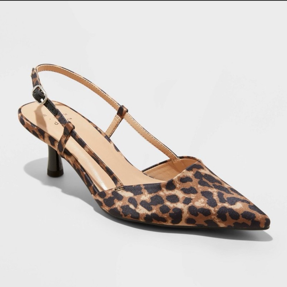 Leopard Slingback Kitten Heels NWT